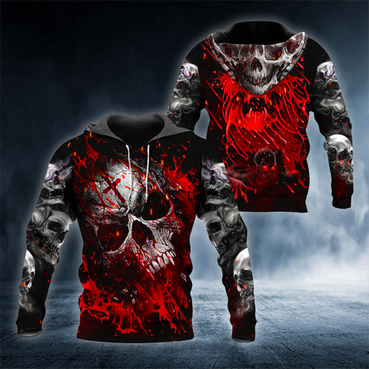 Pure Blood Skull 3D All Over Printed Unisex Hoodie US Size