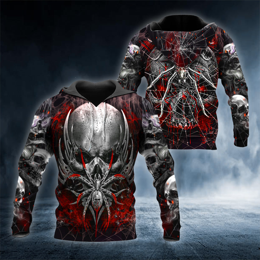 Metal Spider Skull 3D All Over Printed Unisex Hoodie US Size