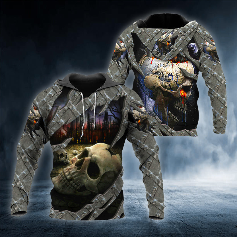 Creepy Island Skull 3D All Over Printed Unisex Hoodie US Size