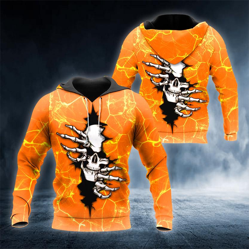 Fire Ghost Inside Skull 3D All Over Printed US Unisex Size Hoodie