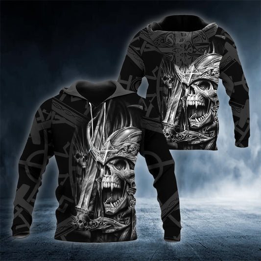 Black White Mad King Viking 3D All Over Printed Unisex Hoodie US Size