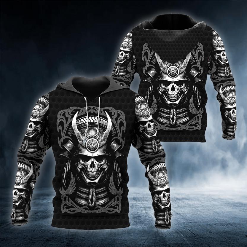 Samurai Skull 3D All Over Printed US Unisex Size Hoodie