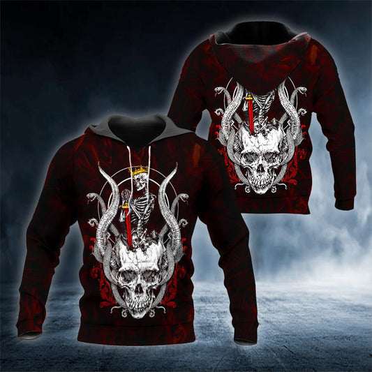 Head King Skull 3D All Over Printed US Unisex Size Hoodie