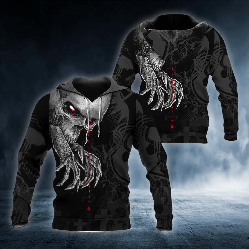 Bloody Tears Skull 3D All Over Printed Unisex Hoodie US Size