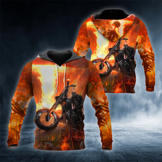 Cool Ghost Rider Fire Skull 3D All Over Printed Unisex Hoodie US Size