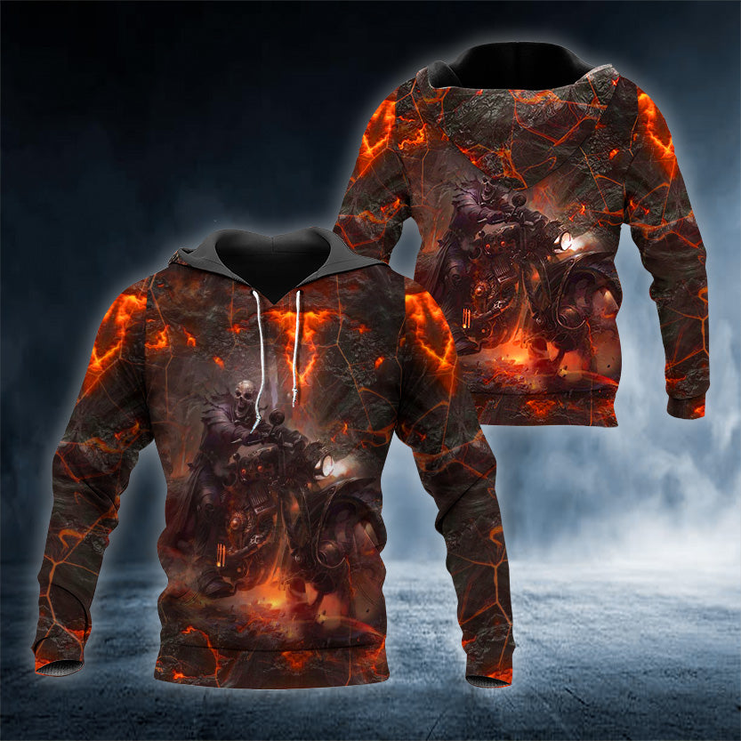 Lava Ghost Rider Fire Skull 3D All Over Printed Unisex Hoodie US Size