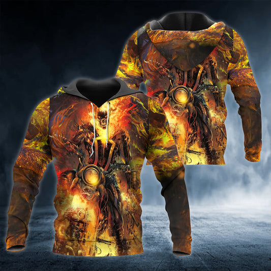 Immortal Bikie Ghost Rider Fire Skull 3D All Over Printed Unisex Hoodie US Size