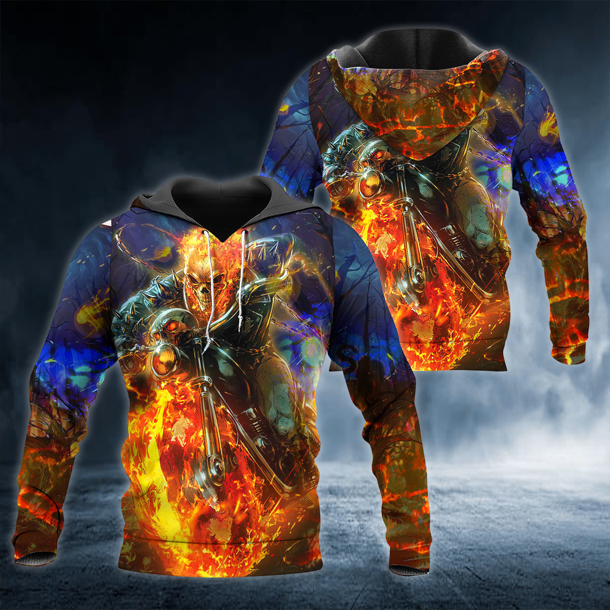 Galaxy Ghost Rider Fire Skull 3D All Over Printed Unisex Hoodie US Size