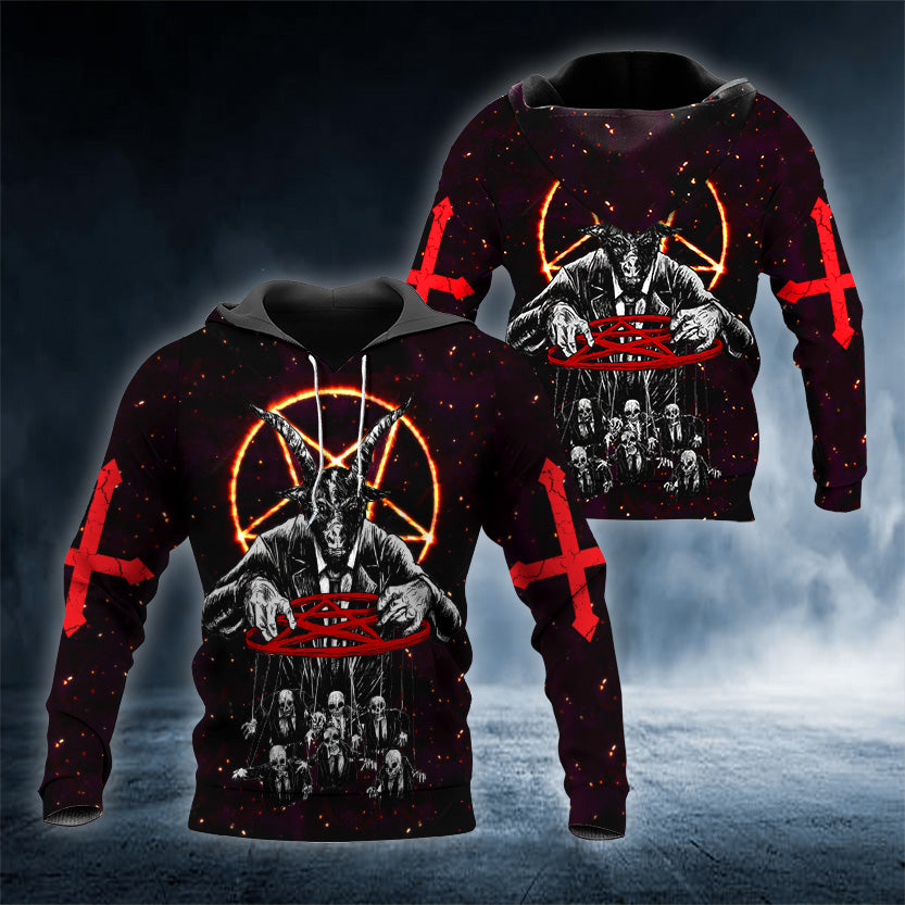 Baphomet's Hunt Skull 3D All Over Printed Unisex Hoodie US Size