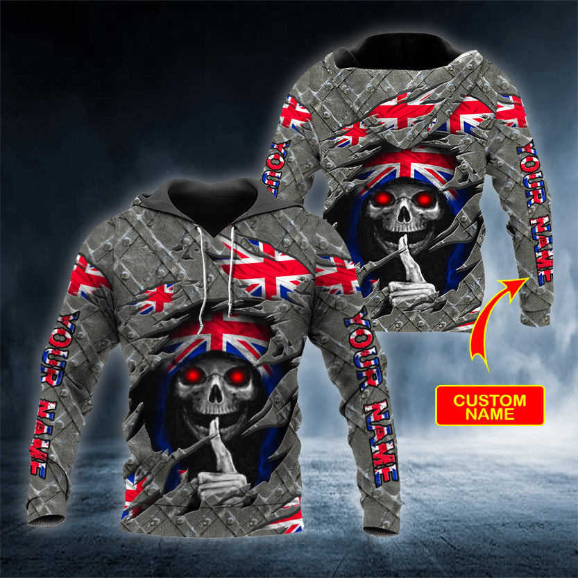 Inside United Kingdom Skull Personalized 3D All Over Printed Unisex Hoodie US Size