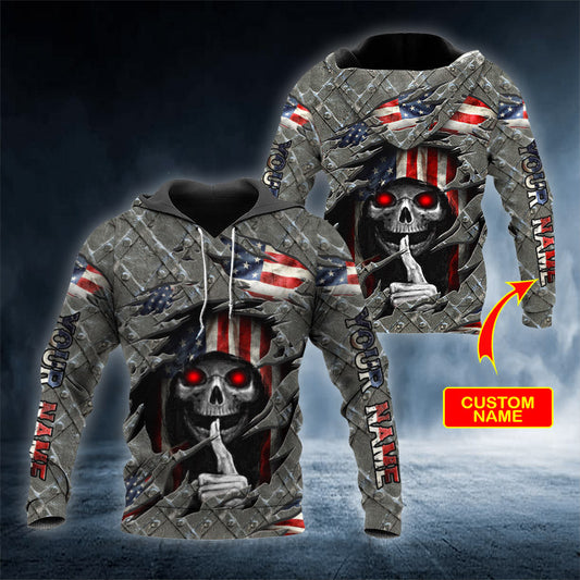 Inside United States Skull Personalized 3D All Over Printed Unisex Hoodie US Size