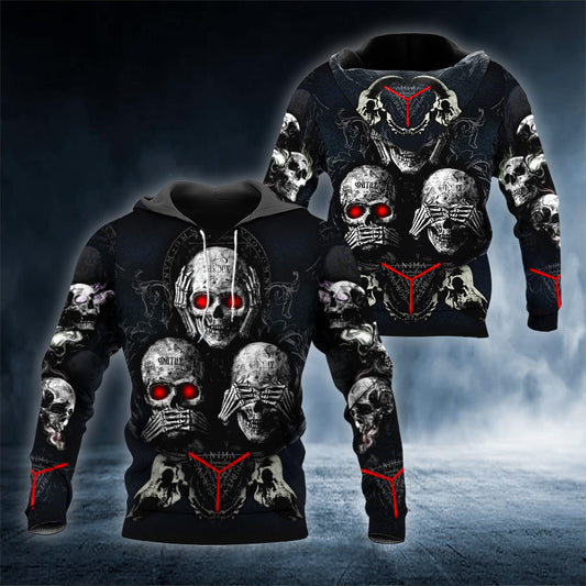 IDK IDC IDGAF Skull 3D All Over Printed Unisex Hoodie US Size