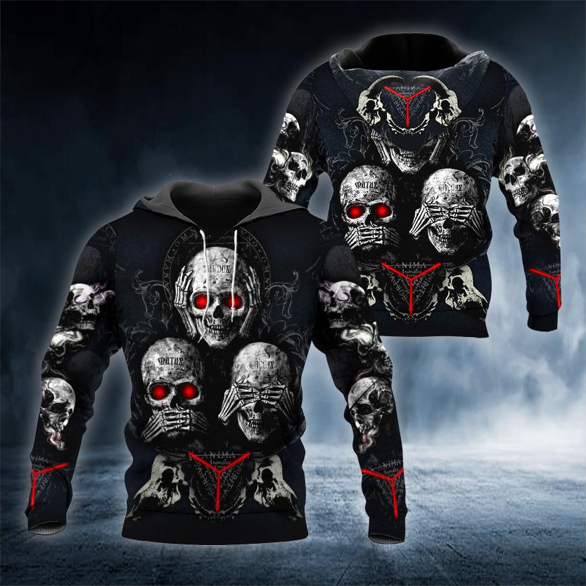 IDK IDC IDGAF Skull 3D All Over Printed US Unisex Size Hoodies