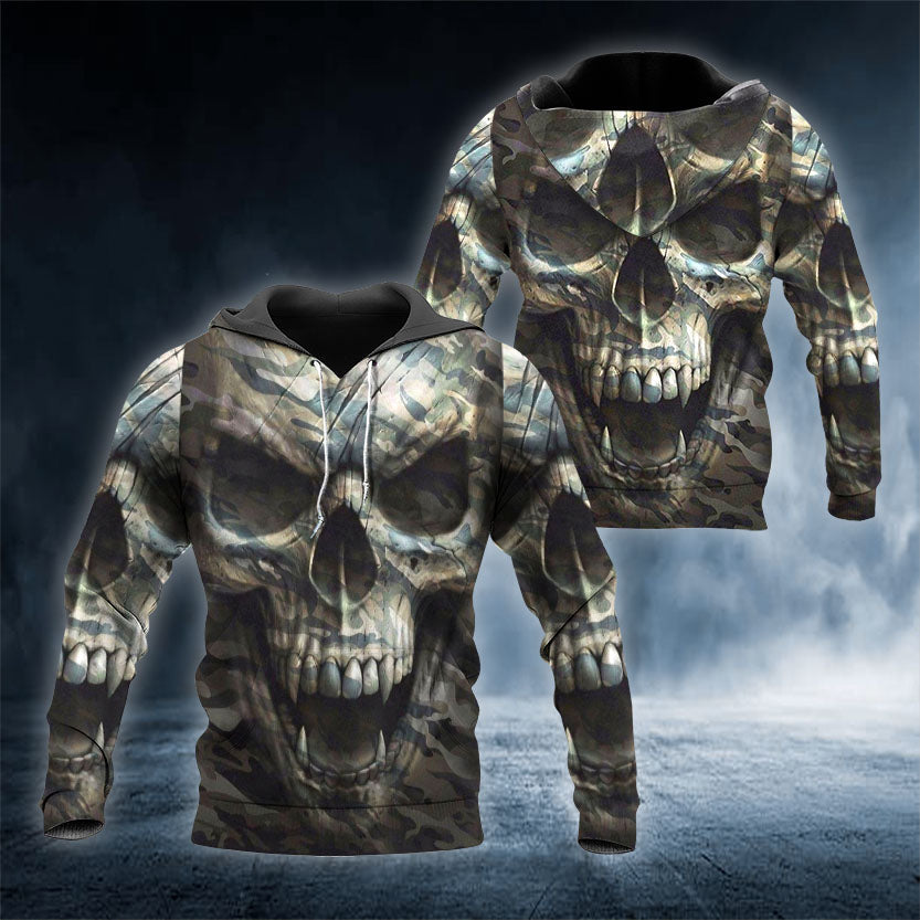 The Hideout Camo Skull 3D All Over Printed Unisex Hoodie US Size