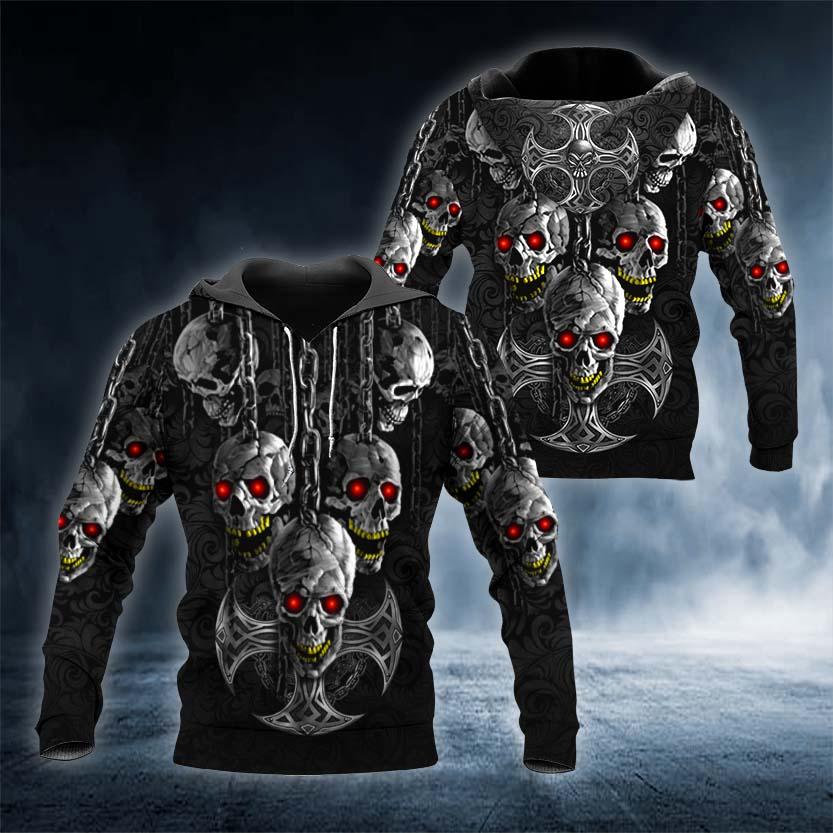 Ghost Skull 3D All Over Printed US Unisex Size Hoodies