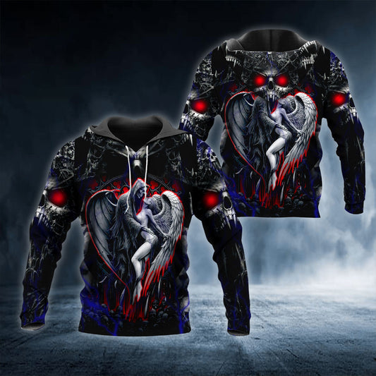 Couple Skull 3D All Over Printed Unisex Hoodie US Size