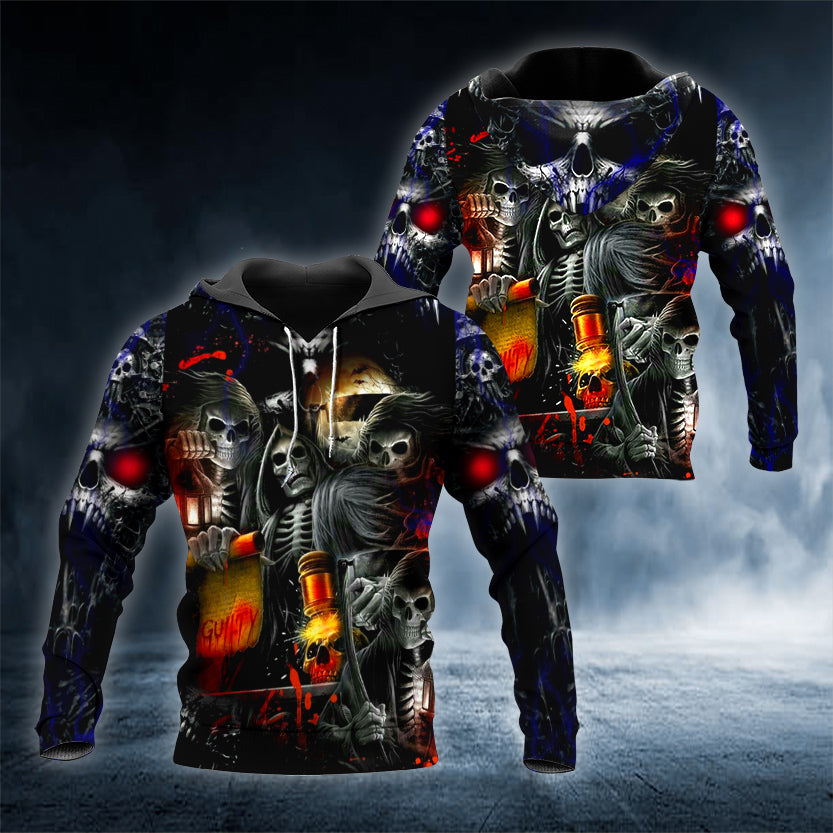 Guilty Skull 3D All Over Printed Unisex Hoodie US Size