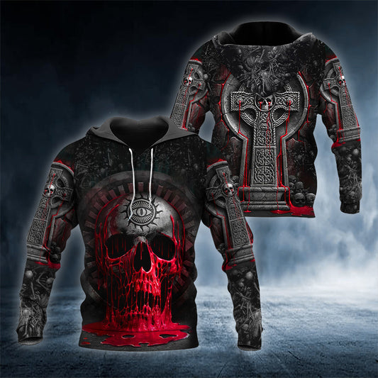 Bleeding Souls Black Skull 3D All Over Printed Unisex Hoodie US Size