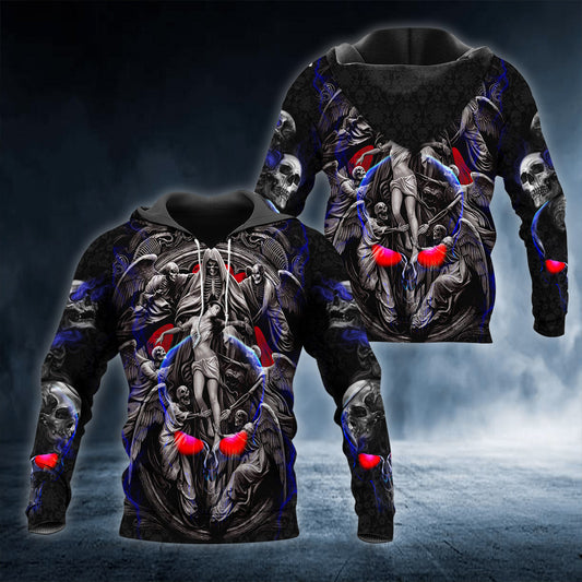 Reaper's Doors Skull 3D All Over Printed Unisex Hoodie US Size