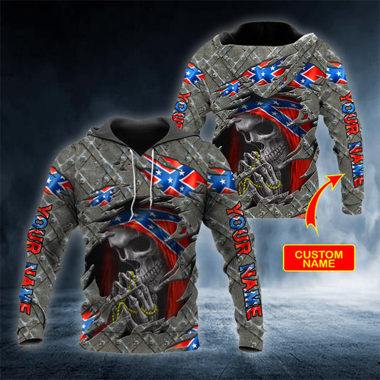 Praying Reaper Inside CSA Flag Skull Personalized 3D All Over Printed Unisex Hoodie US Size