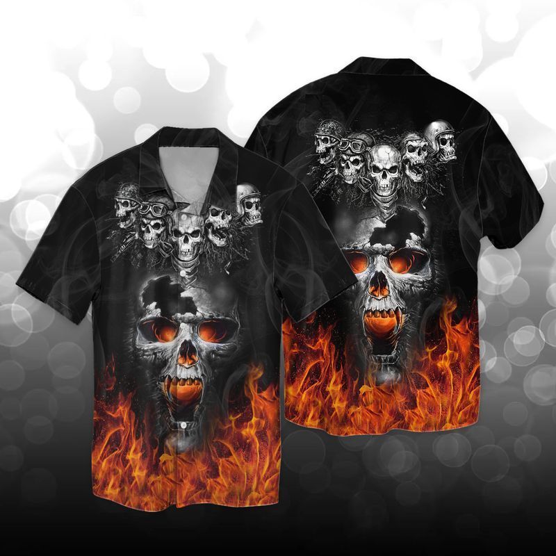 Skulls Fire For men And Women Graphic Print Short Sleeve 