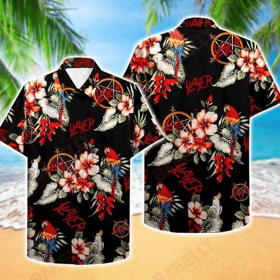 Slayer Band 2 Hawaiian Graphic Print Short Sleeve 