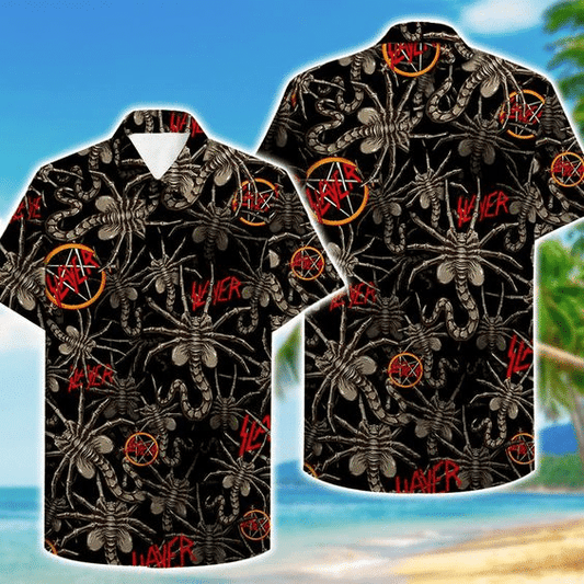 Slayer Band 4 Hawaiian Graphic Print Short Sleeve 