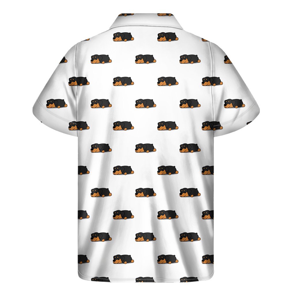 Sleeping Rottweiler Pattern Print Mens Short Sleeve Shirt Hawaiian