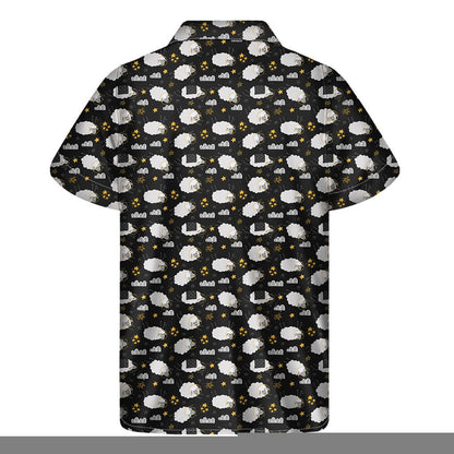 Sleeping Sheep Pattern Print Mens Short Sleeve Shirt Hawaiian