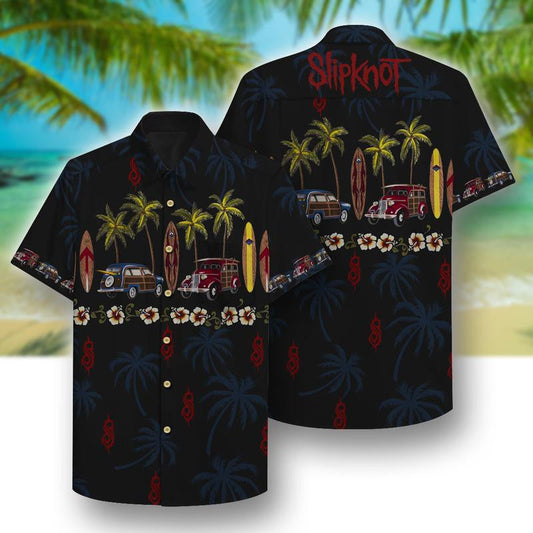 SLipknot Band Logo Hawaiian Graphic Print Short Sleeve 