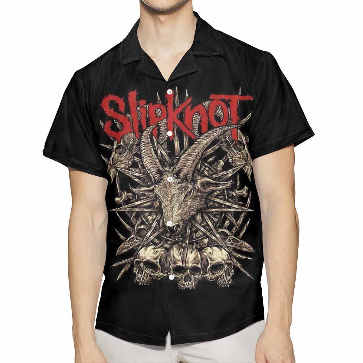 Slipknot Heavy Metal Band Fan Gift,Slipknot Heavy Metal Band Hawaiian Graphic Print Short Sleeve 