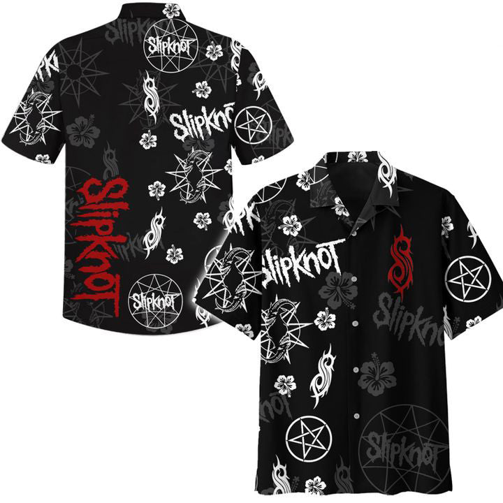 Slipknot Music Band, Slipknot Band Logo Tropical Hawaiian Graphic Print Short Sleeve 