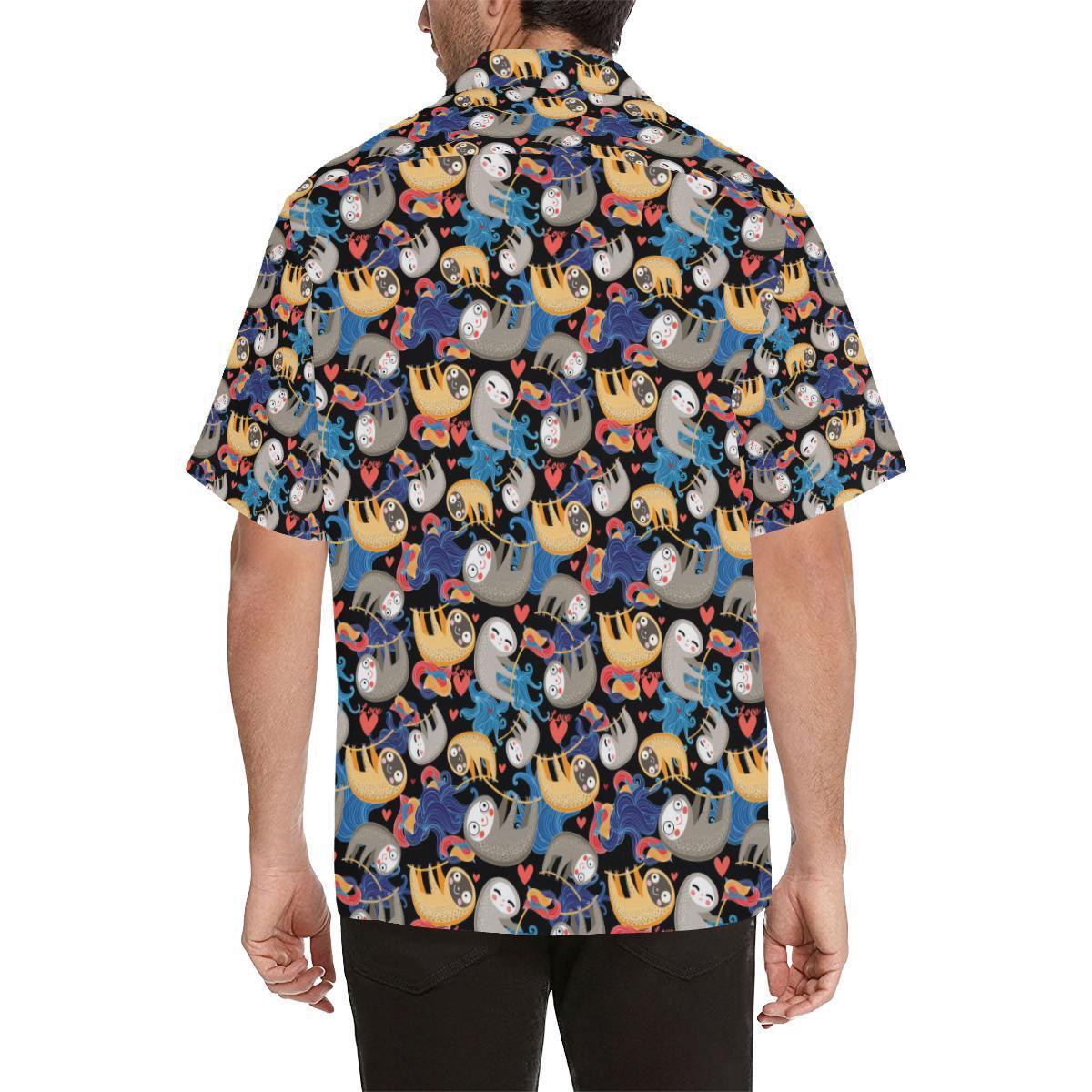 Sloth Cartoon Design Themed Print Hawaiian Shirt