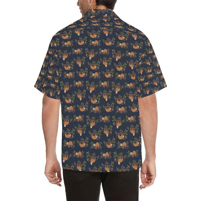 Sloth Flower Design Themed Print Hawaiian Shirt