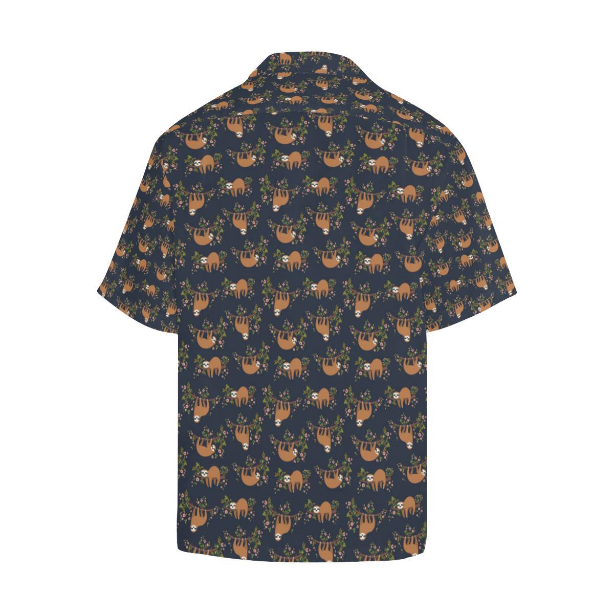 Sloth Flower Design Themed Print Hawaiian Shirt