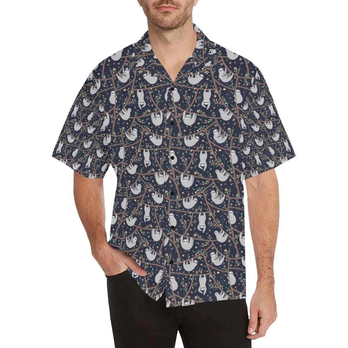 Sloth Happy Design Themed Print Hawaiian Shirt