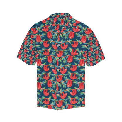 Sloth Red Design Themed Print Hawaiian Shirt