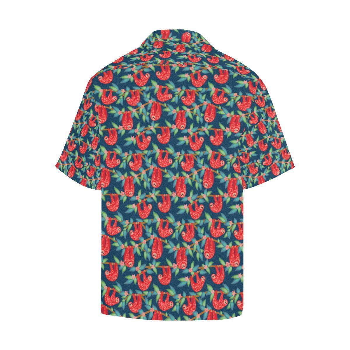 Sloth Red Design Themed Print Hawaiian Shirt