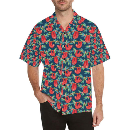 Sloth Red Design Themed Print Hawaiian Shirt