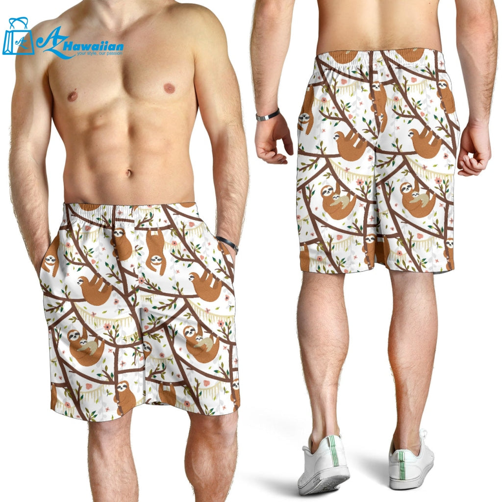 Sloths Hanging On The Tree Pattern Men Shorts