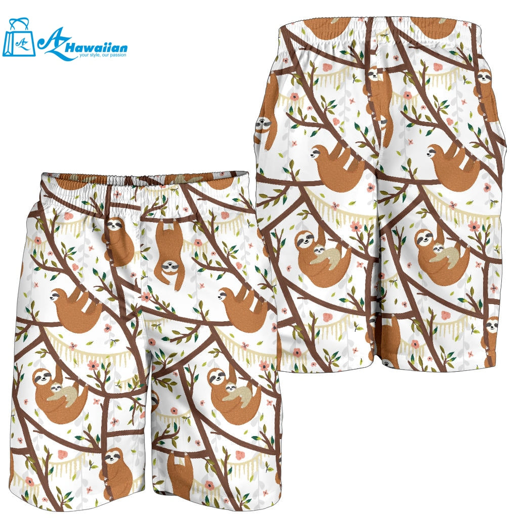 Sloths Hanging On The Tree Pattern Men Shorts