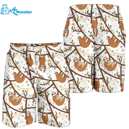 Sloths Hanging On The Tree Pattern Men Shorts