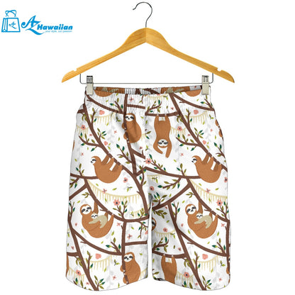 Sloths Hanging On The Tree Pattern Men Shorts