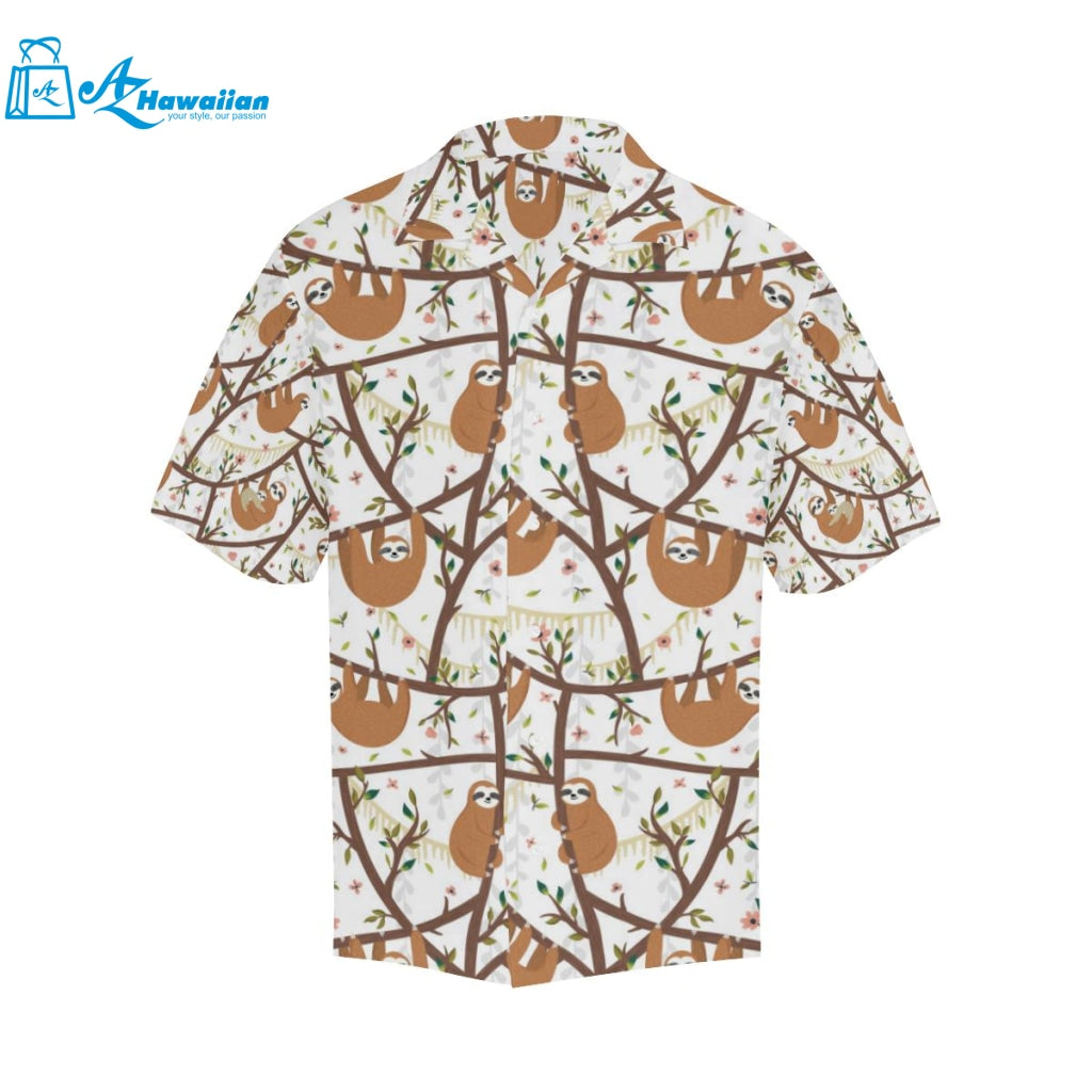 Sloths Hanging On The Tree Pattern Mens All Over Print Hawaiian Shirt