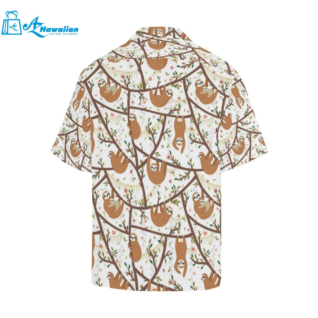 Sloths Hanging On The Tree Pattern Mens All Over Print Hawaiian Shirt