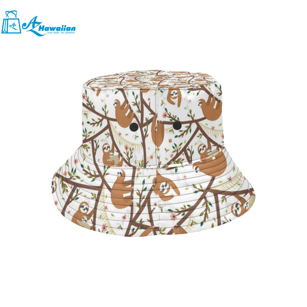 Sloths hanging on the tree pattern Unisex Bucket Hat