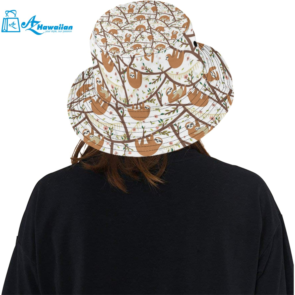 Sloths hanging on the tree pattern Unisex Bucket Hat