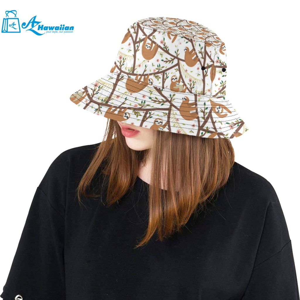 Sloths hanging on the tree pattern Unisex Bucket Hat