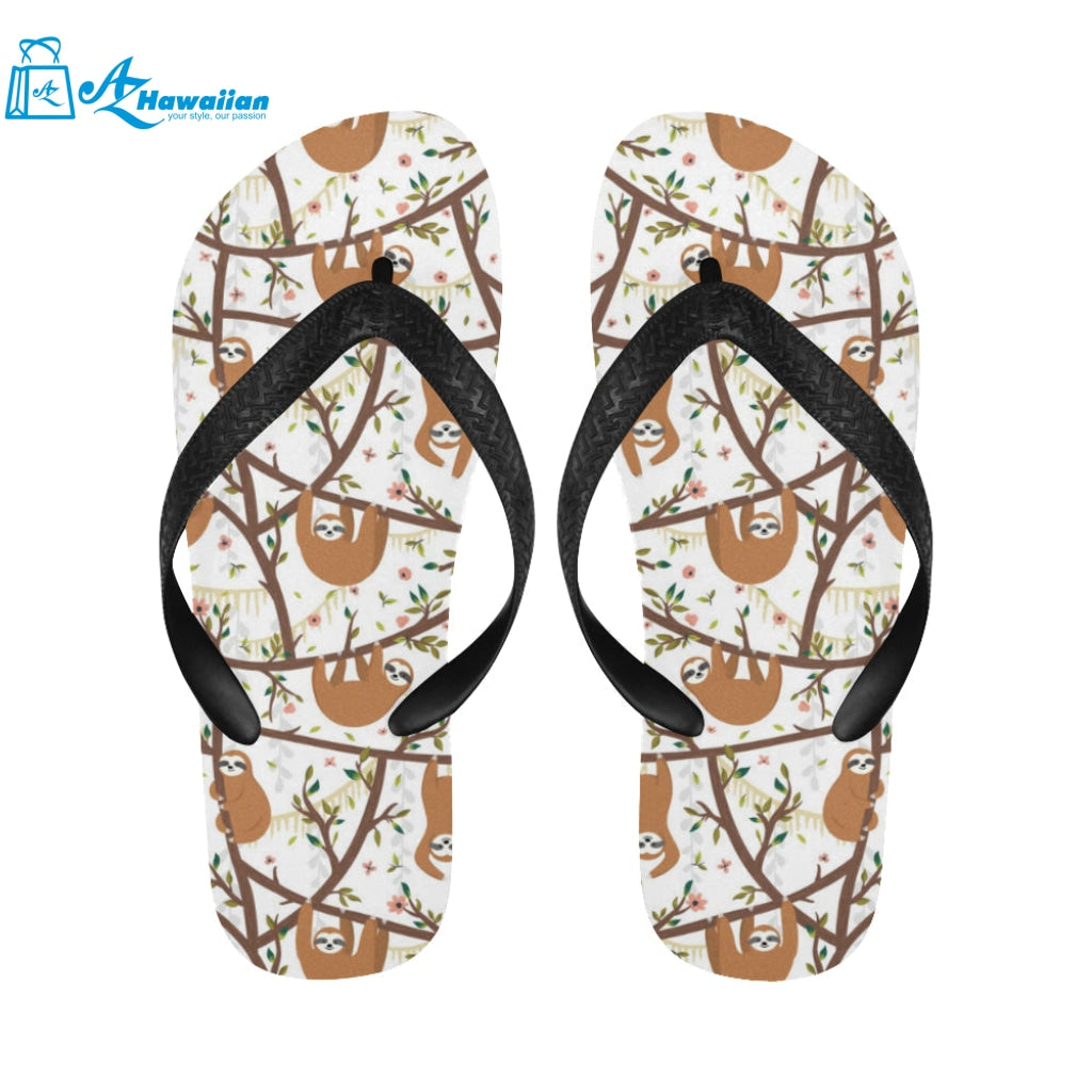 Sloths hanging on the tree pattern Unisex Flip Flops