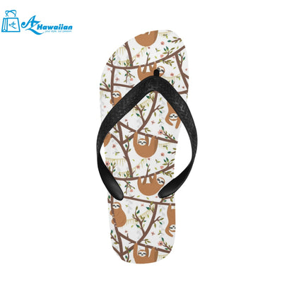 Sloths hanging on the tree pattern Unisex Flip Flops